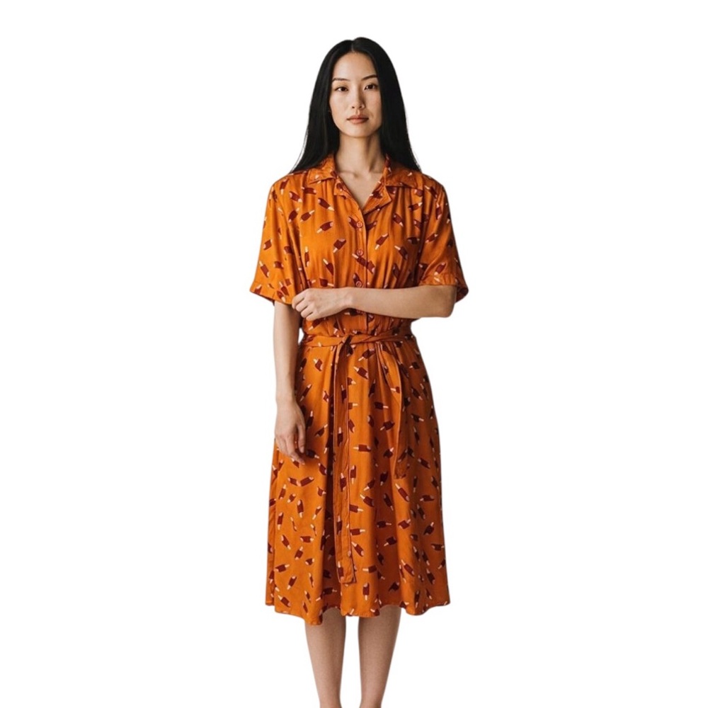Pretty Vacant English Clothing Popsicle Print Retro Belted Shirt Dress